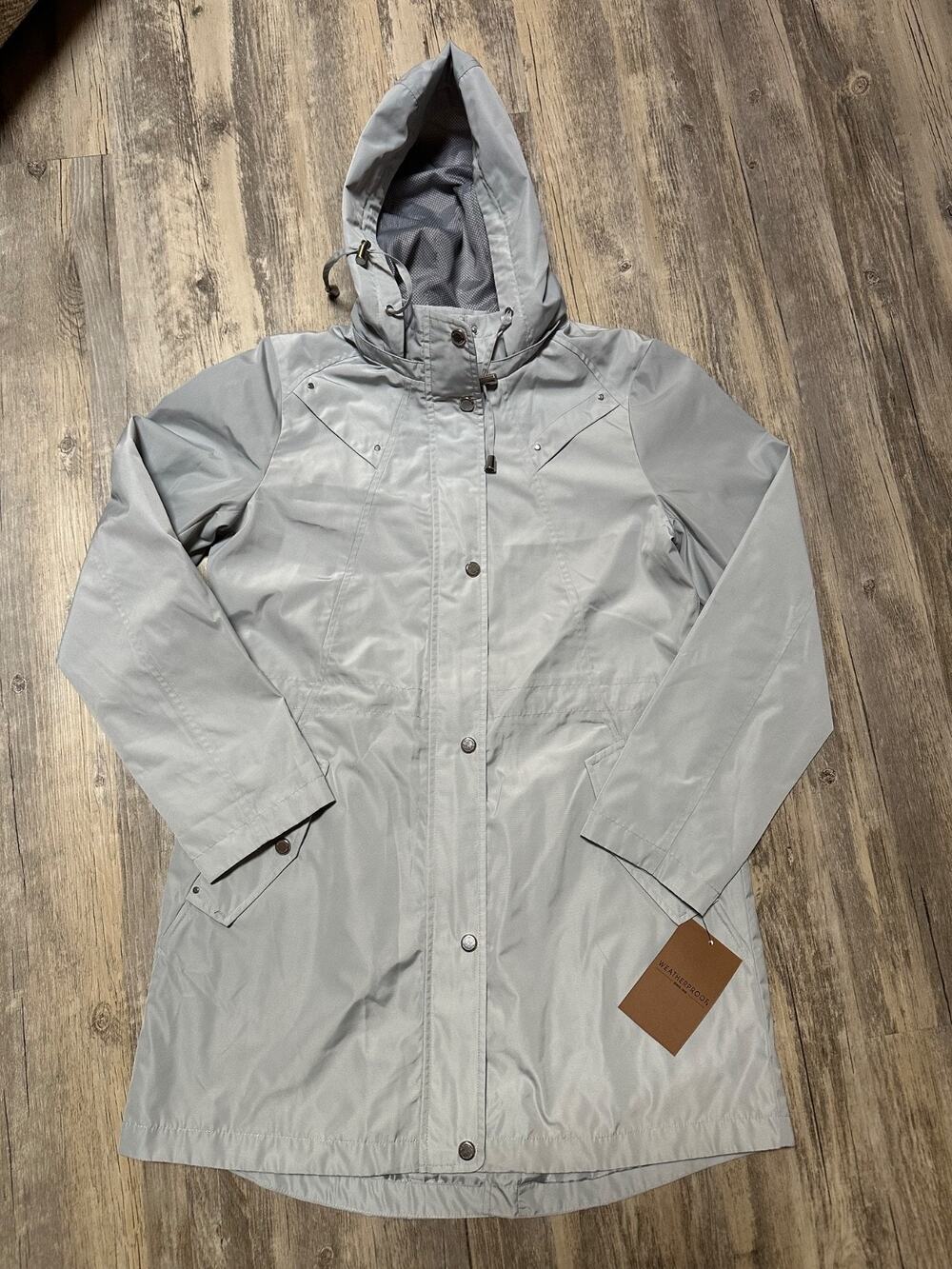 Weatherproof Anorak Jacket Silver Hooded Relaxed Water Resistant Women's Small